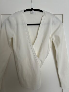 Wilfred Cream Wrap Front Long Sleeve Top